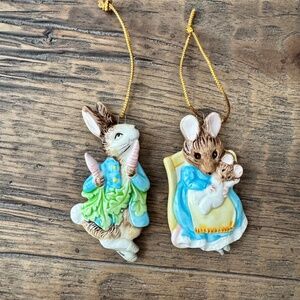 2 Vintage Beatrix Potter Christmas Ornaments